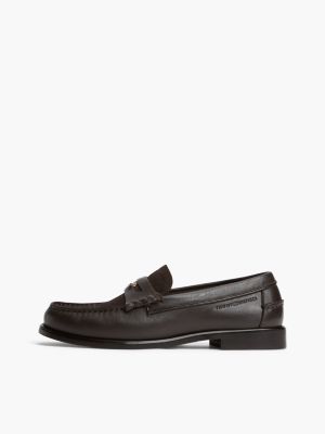 Мужские туфли Tommy Hilfiger Leather and Embossed Suede Penny Loafer, цвет: Шоколадный — фото 7