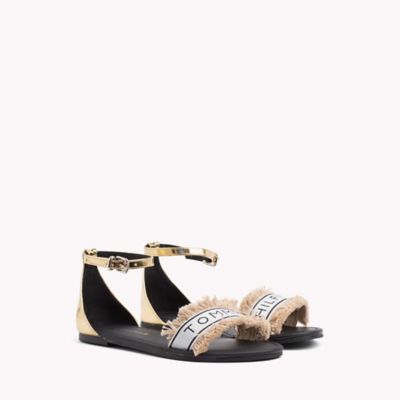 tommy hilfiger mirror metallic flat sandal