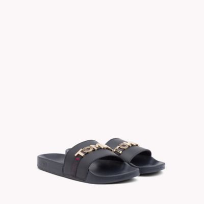 white tommy hilfiger sliders