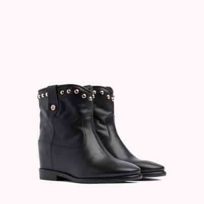 tommy hilfiger round stud wedge bootie