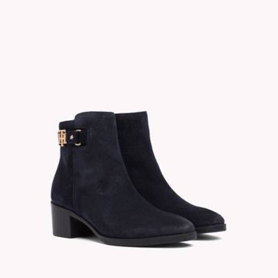 tommy hilfiger th buckle suede bootie