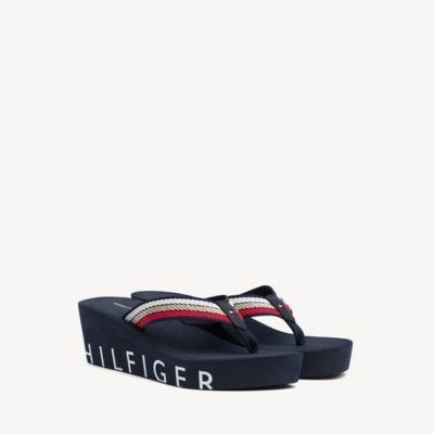 tommy hilfiger wedge flip flops womens