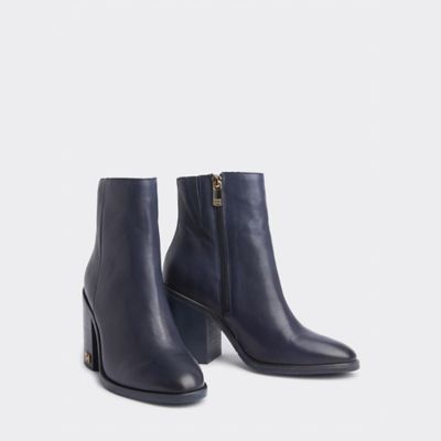 Leather Block Heel Ankle Boot | Tommy 