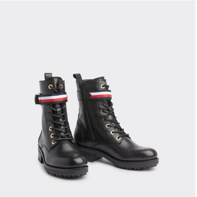 tommy hilfiger signature tape buckle biker boots