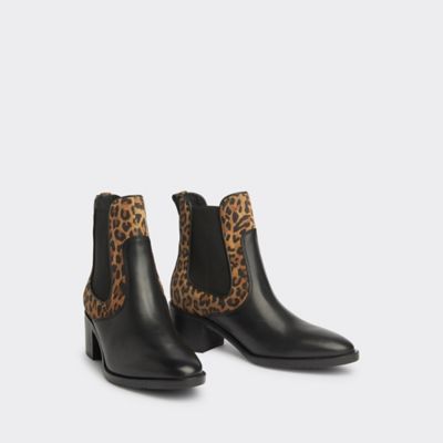 leather leopard print boots