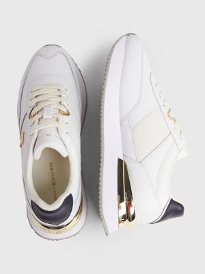 Tommy Hilfiger SIGNATURE PIPING - Baskets basses - white/gold