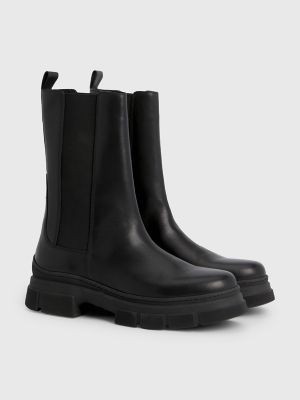 TH Logo High-Ankle Leather Boot | Tommy Hilfiger USA