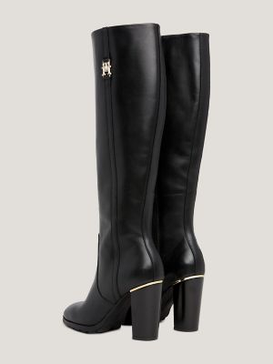 Leather Heeled TH Emblem Long Boot