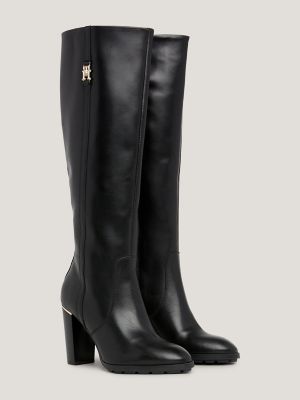 Leather Heeled TH Emblem Long Boot