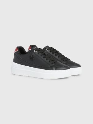 TH Logo Platform Leather Sneaker | Hilfiger USA