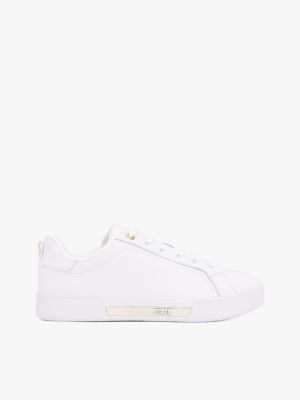 Hilfiger Logo Leather Sneaker, White