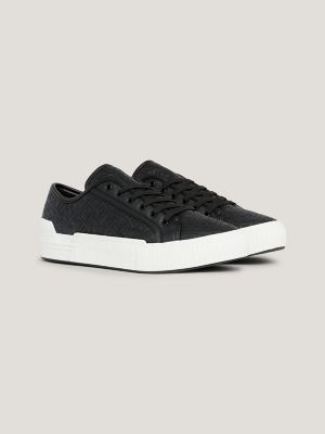 TH Logo Quilted Leather Sneaker, Black