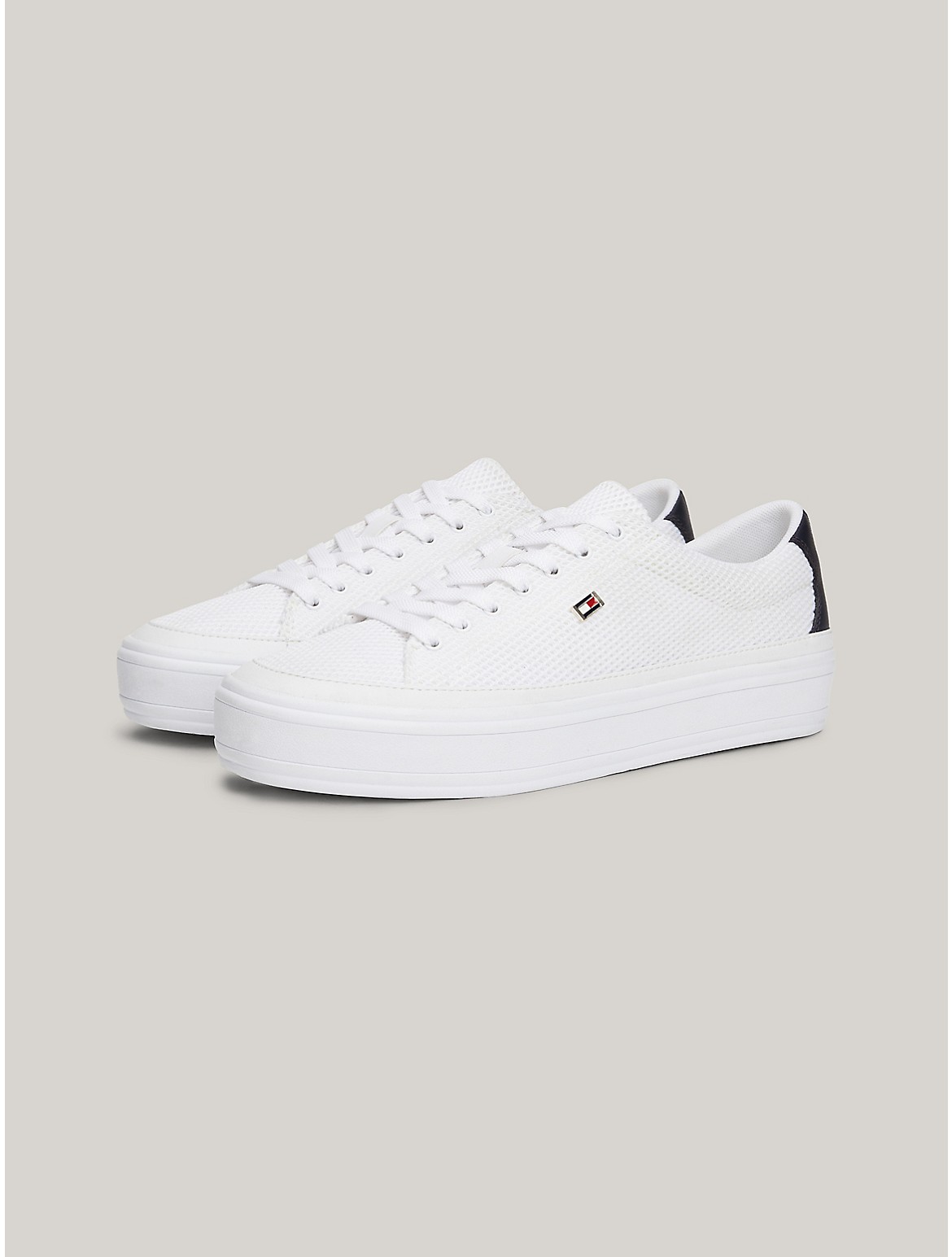 Tommy Hilfiger Flag Logo Mesh Sneaker In White/space Blue