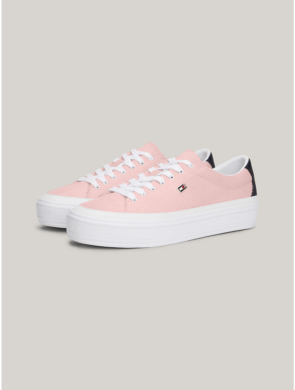Tommy Hilfiger Flag Logo Mesh Sneaker In Whimsy Pink