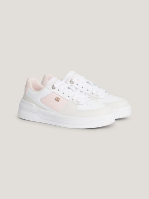 Tommy hilfiger flag detail cheap leather sneaker in white