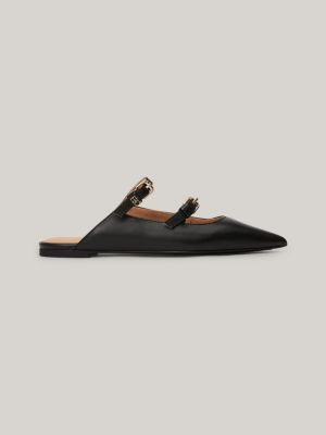 Pointed Leather Mule, Black