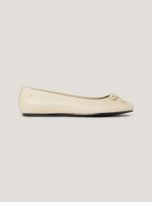 Leather Ballet Flat, White Clay