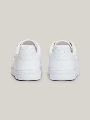 Tommy hilfiger essential leather icon logo sneaker in white sales