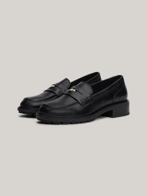 TH Logo Leather Penny Loafer, Black
