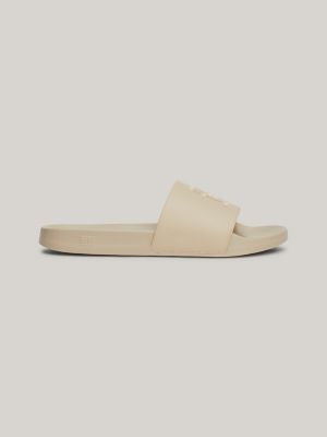 Embroidered Monogram Slide, Beige