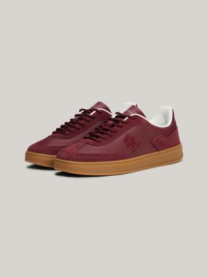 Tommy Heritage Suede Court Sneaker, Deep Rouge