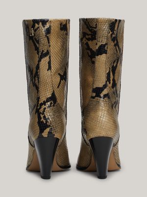 【 】Snake Embossed Leather Heeled Cowboy Boot Snake Embossed Leather Heeled Cowboy Boot | Tommy Hilfiger USA