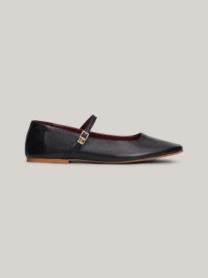 Leather Mary Jane Ballet Flat, Black