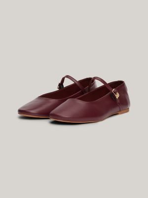 Leather Mary Jane Ballet Flat, Deep Rouge