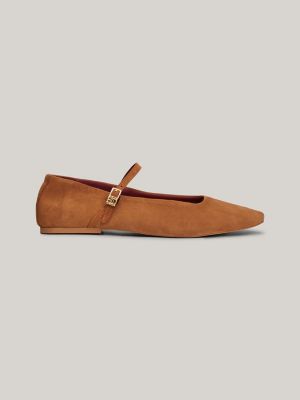Suede Mary Jane Ballet Flat, Driftwood Brown
