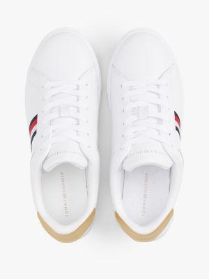 Женские кроссовки Tommy Hilfiger Signature Stripe Leather Court, цвет: Белый — фото 3