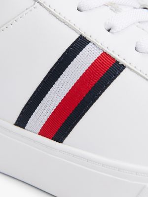 Женские кроссовки Tommy Hilfiger Signature Stripe Leather Court, цвет: Белый — фото 6