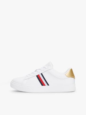 Женские кроссовки Tommy Hilfiger Signature Stripe Leather Court, цвет: Белый — фото 7