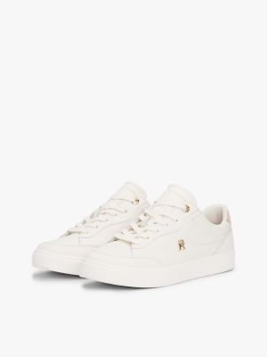 Monogram Leather Court Sneaker, Ancient White