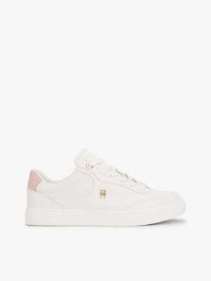 Monogram Leather Court Sneaker, Ancient White
