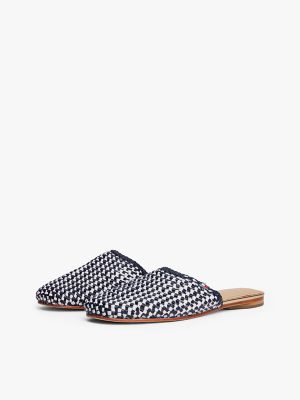 Crochet Mule, Navy/White