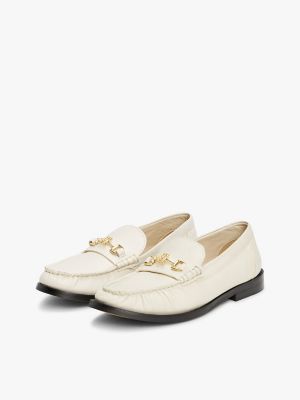 Logo Horsebit Leather Loafers, Muslin