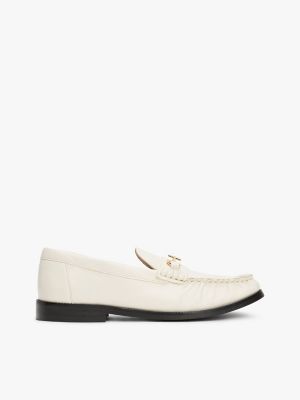 Logo Horsebit Leather Loafers, Muslin