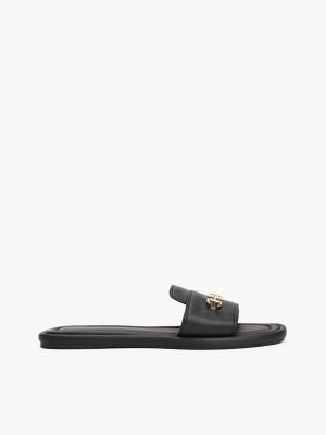 Monogram Horsebit Leather Sandal, Black