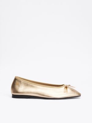 Metallic Leather Ballet Flat, Gold