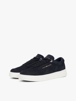 Nubuck Leather Platform Court Sneaker, Space Blue