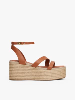 Leather-Strap Platform Espadrille, Cinnamon Bark
