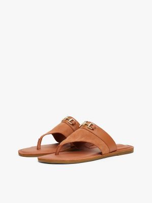 Monogram Horsebit Leather & Suede Sandal, Cinnamon Bark