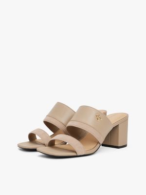 Block-Heel Leather Sandal, Coastal Taupe