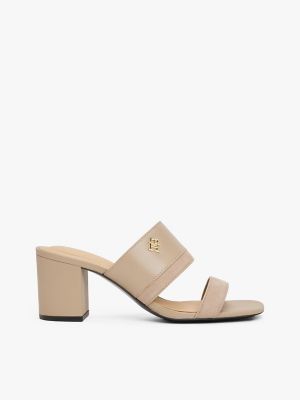 Block-Heel Leather Sandal, Coastal Taupe