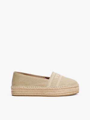 Espadrille plateforme en denim, raifort