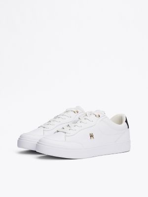 Monogram Leather Court Sneaker, White