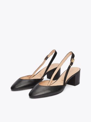 Monogram Slingback Leather Heel, Black