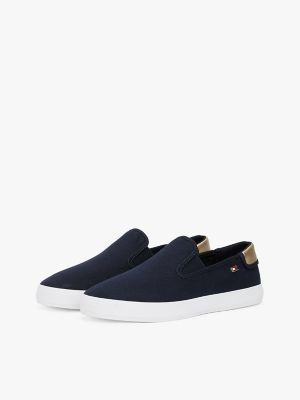 Metallic Heel Canvas Slip-On Sneaker, Space Blue