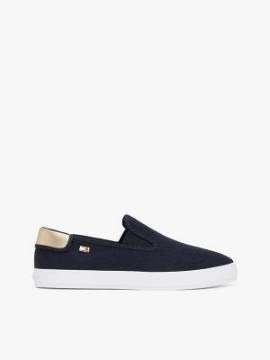 Metallic Heel Canvas Slip-On Sneaker, Space Blue