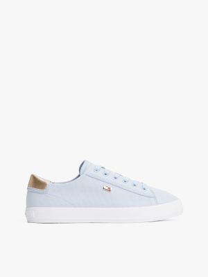 Metallic Heel Canvas Sneaker, Breezy Blue